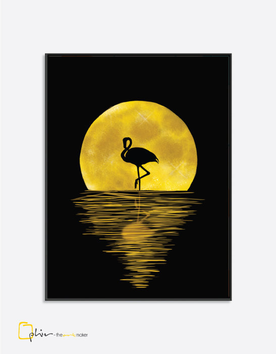 Night Flamingo - Floater Frame