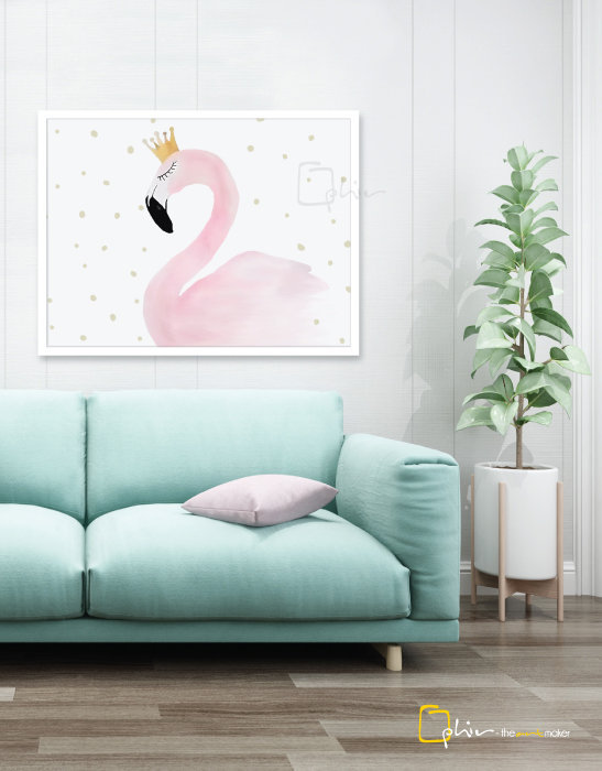 Queen of Swan - Wooden Frame - White