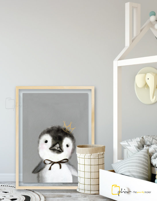 The Fluffy Fleece Penguin - Plexiglass - Oak