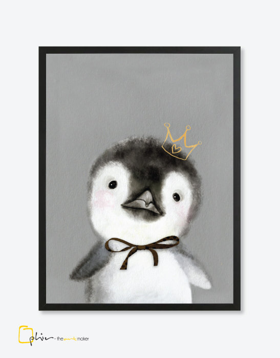 The Fluffy Fleece Penguin - Wooden Frame