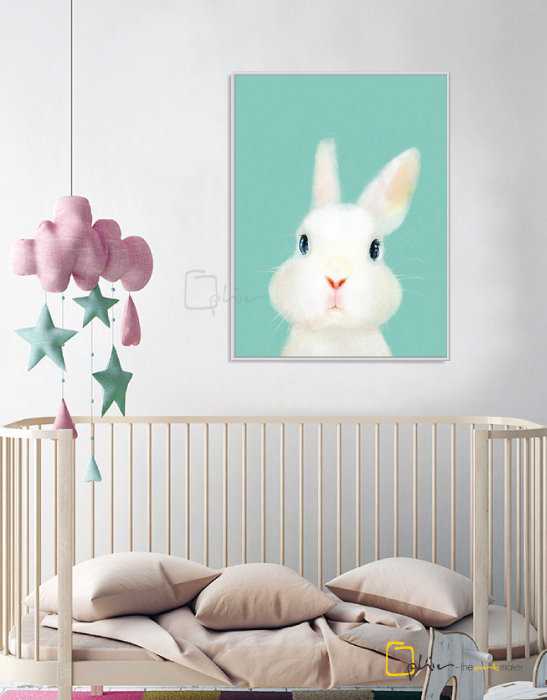 The Fluffy Fleece Rabbit - Floater Frame - White