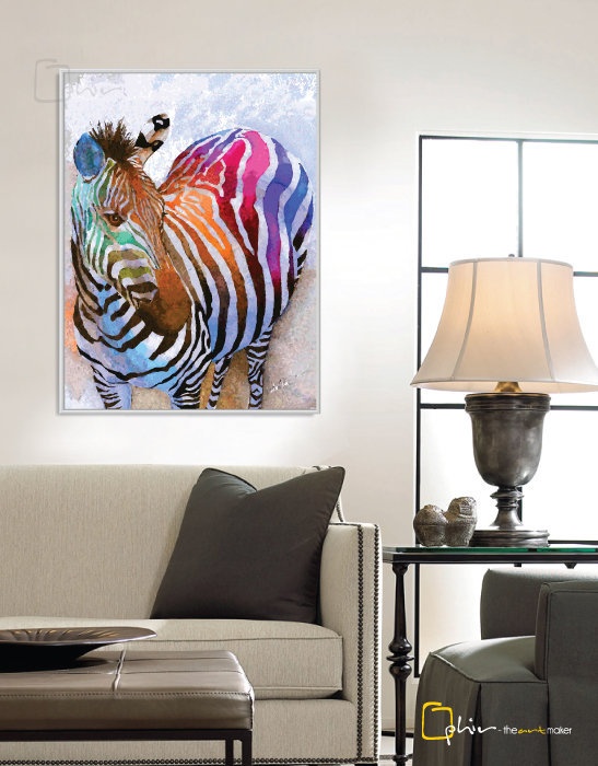 Colorful Equus - Floater Frame - White