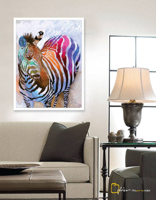 Colorful Equus - Wooden Frame - White