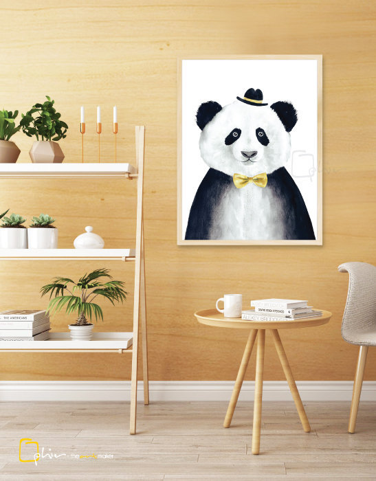 Mr Panda - Wooden Frame - Oak