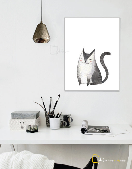 Meow Mackerel - Floater Frame - White
