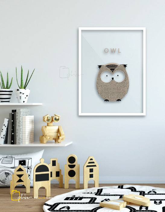 Scruffy Friends Owl - Plexiglass - White