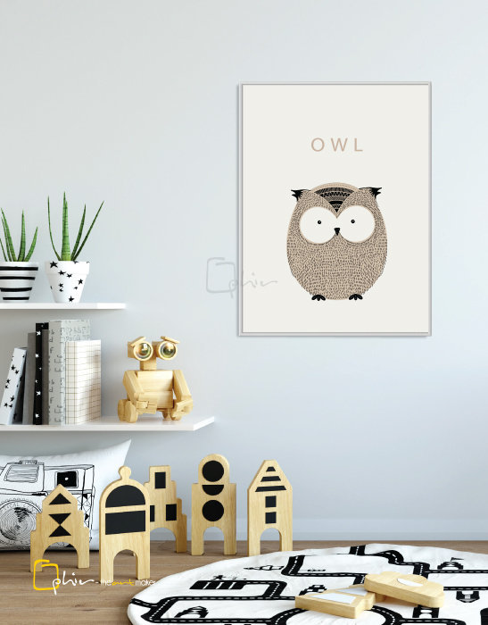 Scruffy Friends Owl - Floater Frame - White