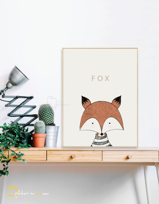 Scruffy Friends Fox - Floater Frame - Light Oak