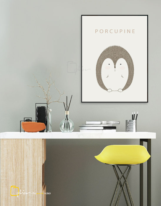 Scruffy Friends Porcupine - Floater Frame - Black